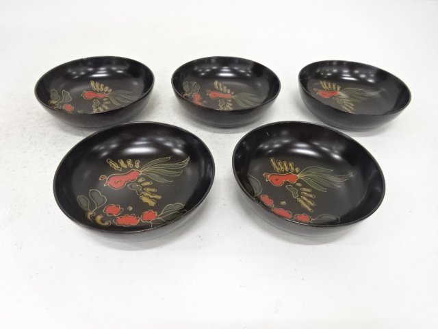 JAPANESE LACQUERY / SET OF 5 SMALL PLATES